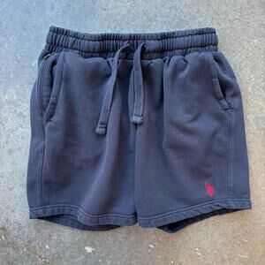 Ralph Lauren U.S. Polo Mens Black Fleece Drawstring Shorts Mens M Zip Pocket Y2K